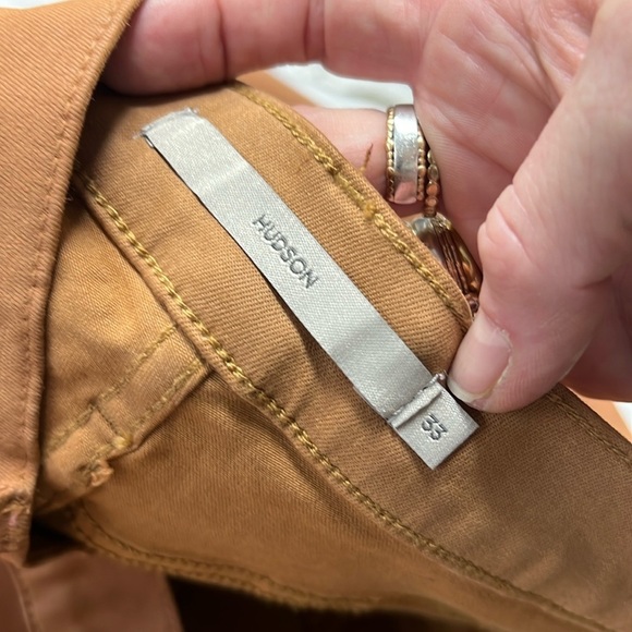 Hudson Barbara High Rise Baby Bootcut Coated Jeans Size 33/16 Caramel Cafe - Picture 9 of 15